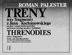 Threnodies Three Fragmentsm Jan Kochanowski 