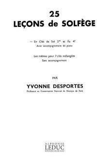 25 Lecons de Solfege Cles Sol 2eme / fa 4eme 