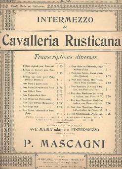 Mascagni Cavalleria Rusticana Intermezzo Piano 