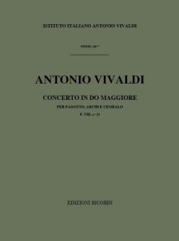 Concerto C Major Bassoon Strings Continuo RV475 Score Fviii#21 