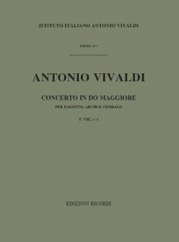 Concerto C Major Bassoon Strings Continuo RV474 Score Fviii#4 T47 