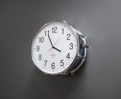 Snare Drum Uhr Orginal White 