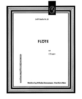 Fingering Table for Flute (4 keys) 