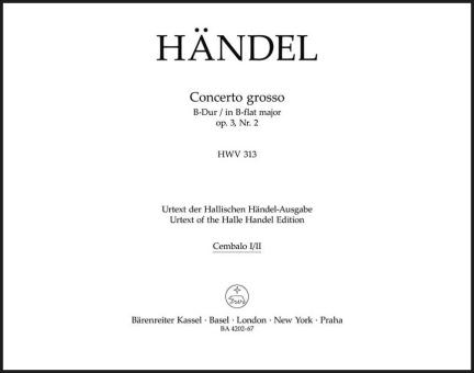 Concerto grosso B-Dur op. 3/2 HWV 313 