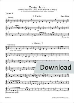 Second suite based on dances from Leopold Mozart's music book for Wolfgang 