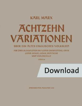 18 Variationen über ein englisches Volkslied (O the cuckoo is a pretty bird) für zwei Blockflöten in F (oder Querflöten), Oboe (oder Geige), Geige, Bratsche und Violoncello op. 30 