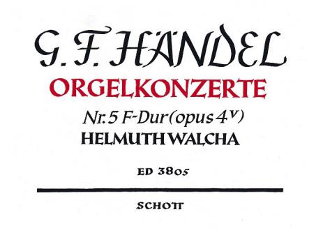 Organ Concerto No. 5 F Major Op. 4/5 HWV 293 Standard