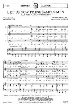 Vaughan Williams, R Let Us Now Praise Famous Men SAB/Piano 