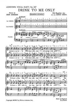 Trad Drink To Me Only 2-Part/Piano 