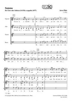 Summa für Chor SATB oder Solisten 