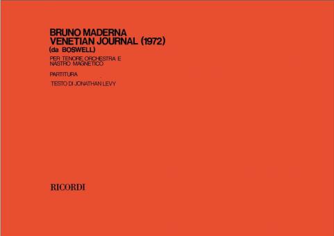 Venetian Journal da Boswell per Tenore, Orchestra, Nas 