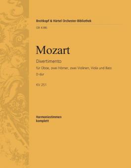 Divertimento D-Dur KV 251 "Nannerl-Septett" für Oboe, 2 Hörner, 2 Violinen, Viola und Bass 