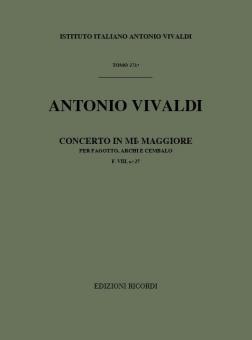 Concerto E Flat Major Bassoon Strings Continuo Rv483 Score Fviii#27 