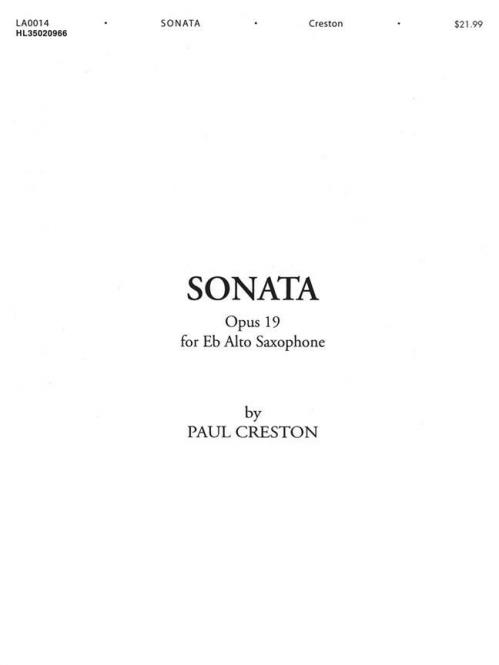 Sonata for Alto Saxophone and Piano Op. 19 