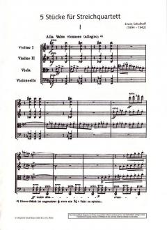 5 Stücke für Streichquartett von Erwin Schulhoff (Download) im Alle Noten Shop kaufen