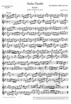 6 Duette op. 5 Heft 2 von Jean Baptiste Loeillet de Gant (Download) 