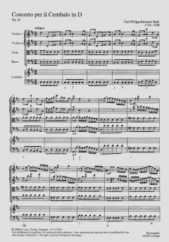 Concerto per il Cembalo in D-Dur von Carl Philipp Emanuel Bach (Download) 