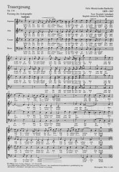 Mendelssohn: Trauergesang op. 116 von Felix Mendelssohn Bartholdy (Download) 