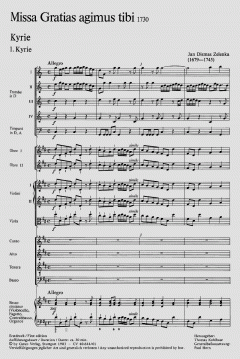 Missa Gratias agimus tibi ZWV13 von Jan Dismas Zelenka (Download) 