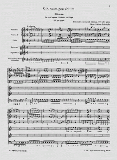 Sub tuum praesidium von Wolfgang Amadeus Mozart 