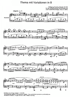 Thema mit Variationen in B-Dur von Wolfgang Amadeus Mozart 