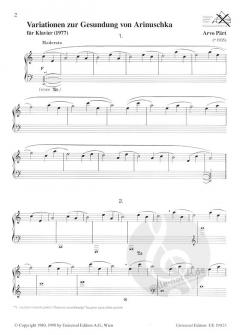 Variationen zur Gesundung von Arinuschka / Für Alina von Arvo Pärt 