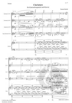 Clariature für Klarinettenquartett und Klavier von Theodor Burkali 