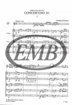 Concertino IV. von Ferenc Farkas für Oboe und Streichorchester im Alle Noten Shop kaufen (Partitur)