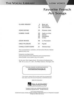 Favorite French Art Songs Low Voice 