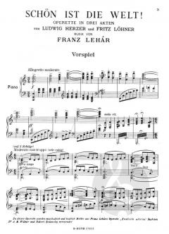 Schön ist die Welt von Franz Lehár 