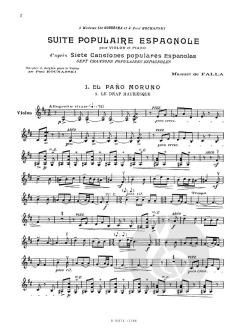 Suite populaire espagnol für Violine und Klavier von Manuel de Falla im Alle Noten Shop kaufen
