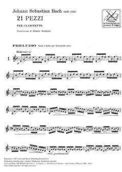 21 Stücke für Klarinette von Johann Sebastian Bach 
