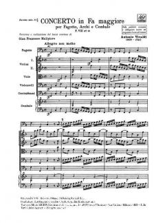 Concerto F Major Bassoon Strings Continuo RV488 Score Fviii#19 T240 (Gian Francesco Malipiero) 