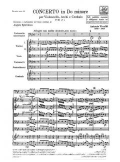Concerto C Minor Violoncello Strings Continuo RV401 Score Fiii#1 T19 (Antonio Vivaldi) 