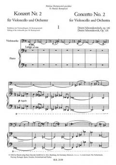 Konzert (Concerto) Nr. 2 Op. 126 von Dmitri Schostakowitsch für Violoncello und Klavier (Original für Violoncello und Orchester) im Alle Noten Shop kaufen