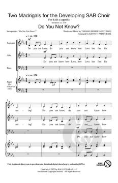 Two Madrigals For The Developing SAB Choir von Thomas Morley (Download) 
