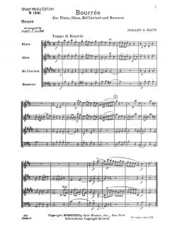 Bourrée von Johann Sebastian Bach für Holzbläser Quartett im Alle Noten Shop kaufen