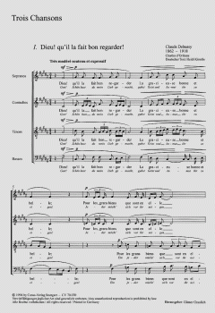 Trois Chansons für Alt-Solo und gemischten Chor a cappella von Claude Debussy (Download) 