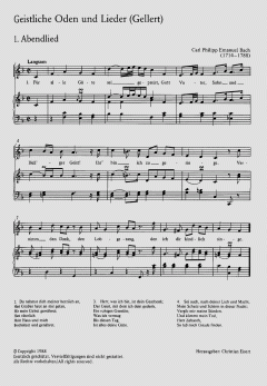 C.P.E. Bach: Geistliche Oden und Lieder [Gellert] von Carl Philipp Emanuel Bach (Download) 