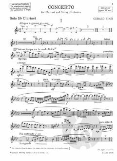 Klarinettenkonzert op. 31 von Gerald Finzi für Klarinette und Streichorchester im Alle Noten Shop kaufen