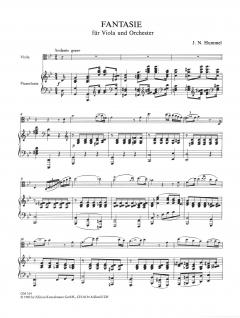 Fantasie für Viola und Orchester (Beyer) von Johann Nepomuk Hummel im Alle Noten Shop kaufen