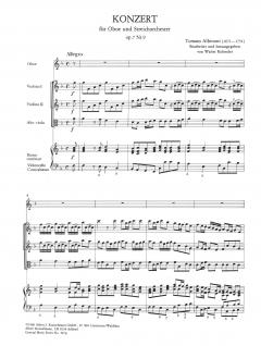 Concerto à cinque F-Dur op. 7/9 von Tomaso Albinoni für Oboe und Streichorchester im Alle Noten Shop kaufen