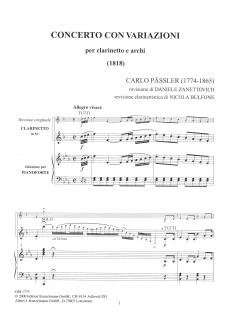 Konzert Es-Dur für Klarinette und Streicher Es-Dur von Carlo Pässler 