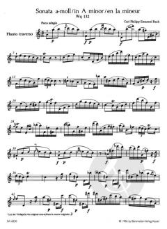 Sonate für Flöte solo a-Moll Wq 132 von Carl Philipp Emanuel Bach (Download) 
