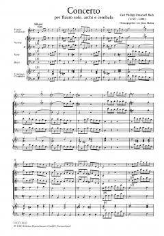 Concerto d-moll von Carl Philipp Emanuel Bach für Flöte und Streichorchester im Alle Noten Shop kaufen (Partitur)