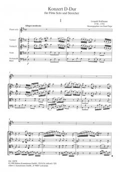 Konzert in D-dur für Flöte und Streichorchester von L. Hoffmann im Alle Noten Shop kaufen (Partitur)
