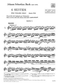 Six Suites For Unaccompanied Violin Originally For Violoncello von Johann Sebastian Bach im Alle Noten Shop kaufen