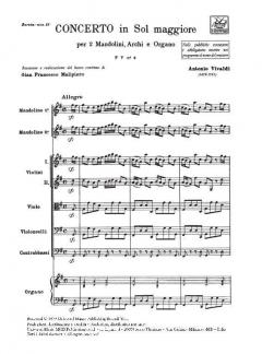 Concerto G Major 2 Mandolins Strings Continuo RV532 Score Fv#2 T104 (Antonio Vivaldi) 