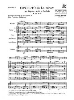 Concerto A Minor Bassoon Strings Continuo RV500 Score Fviii#10 T119 (Antonio Vivaldi) 