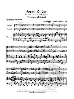 Sonate D-Dur von Guiseppe Tartini für 2 Violinen und Klavier (Violoncello ad lib.) im Alle Noten Shop kaufen